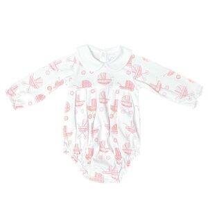 HEYWARD HOUSE Sleeve Girls Pleated Bubble
Prissy Pink Pram Peter Pan Collar 9-12